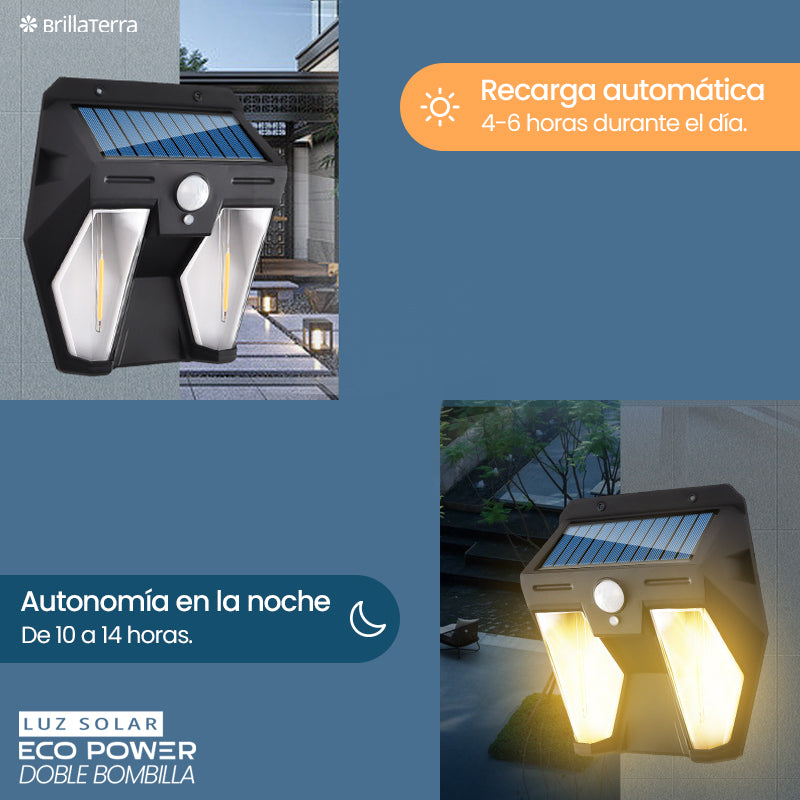 Luz Solar EcoPower con Doble Bombilla