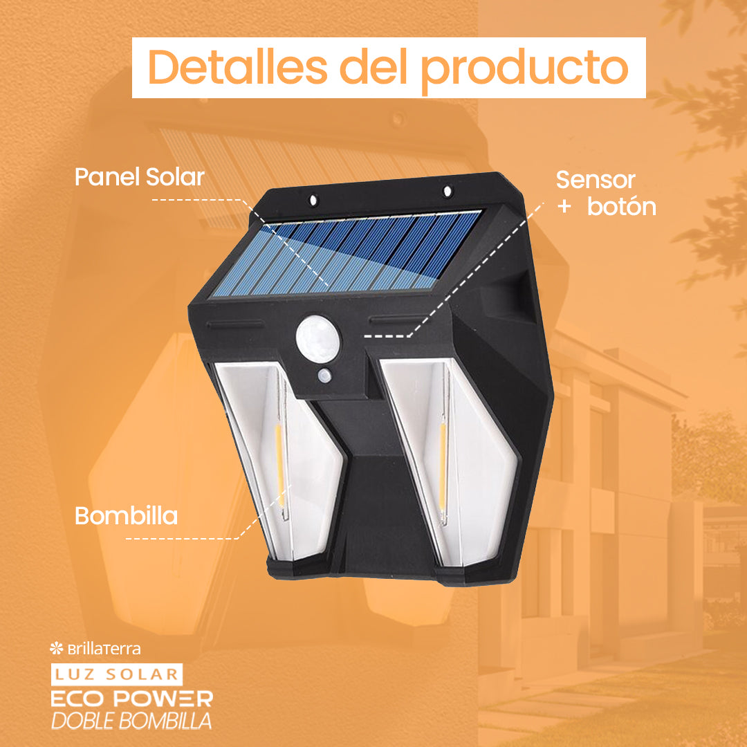 Luz Solar EcoPower con Doble Bombilla