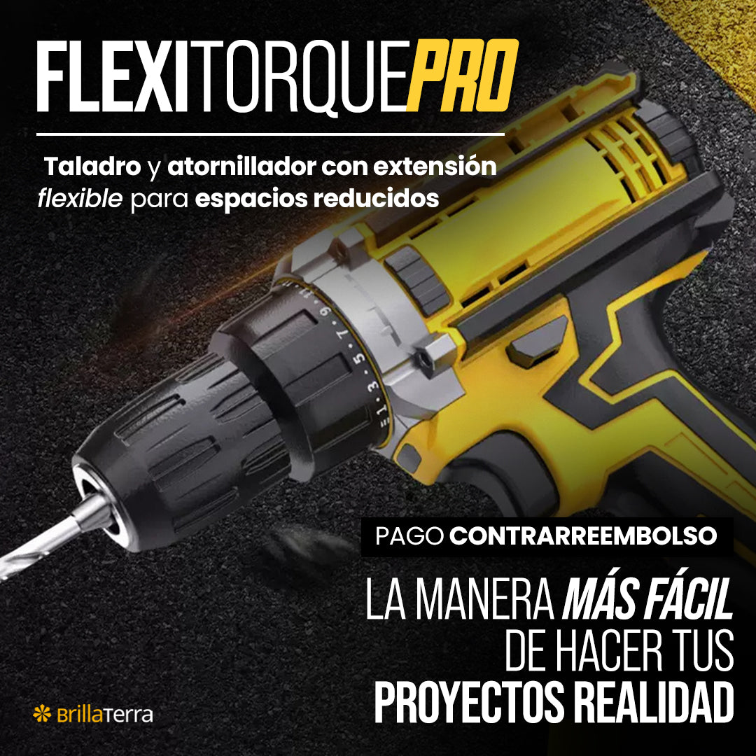 FlexiTorque Pro – Taladro y atornillador con extensión flexible para espacios reducidos