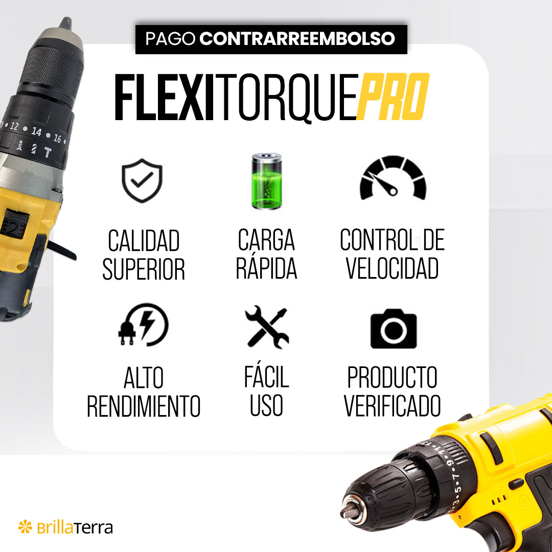 FlexiTorque Pro – Taladro y atornillador con extensión flexible para espacios reducidos