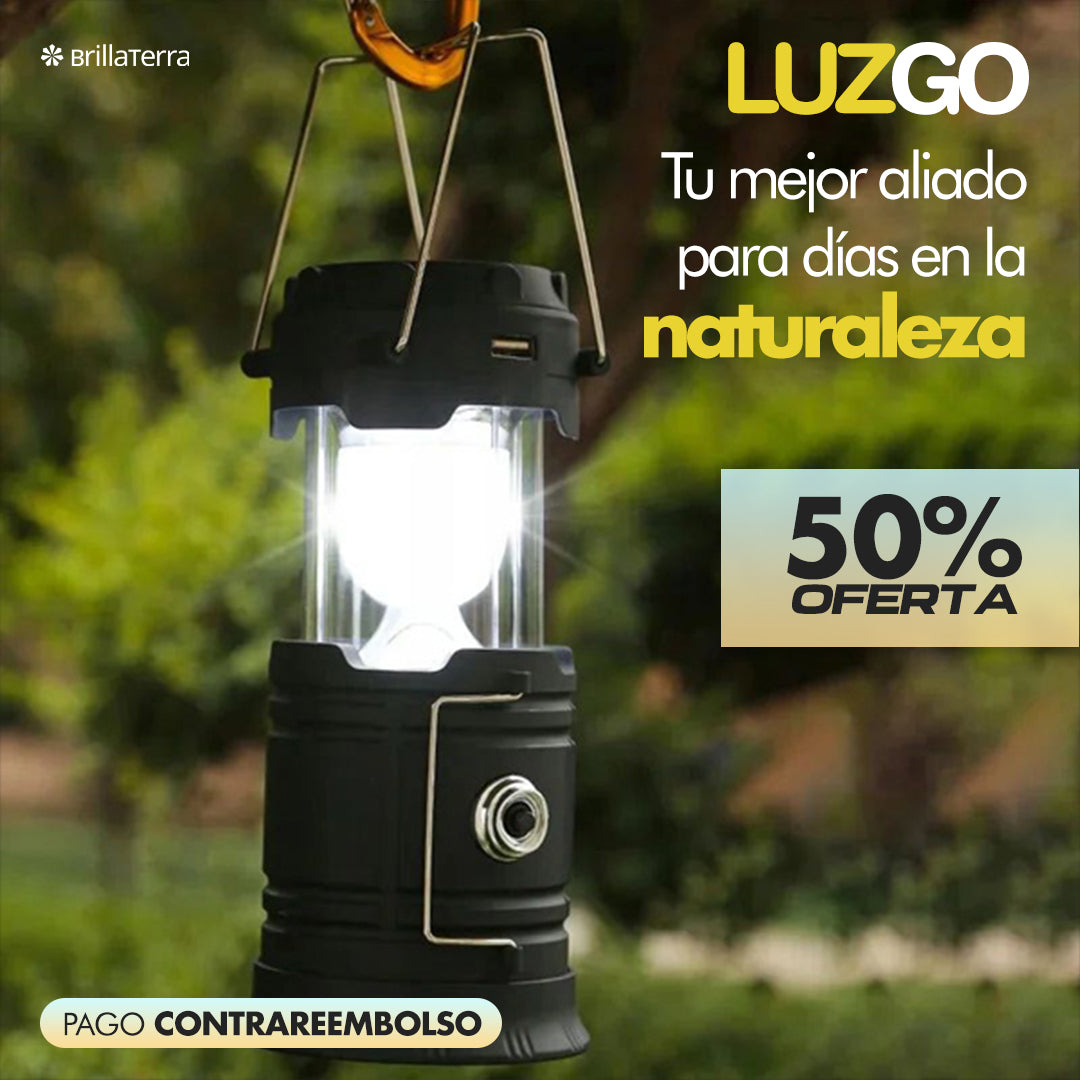 LuzGo – Lámpara solar recargable 2 en 1 para camping y emergencias