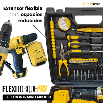 FlexiTorque Pro – Taladro y atornillador con extensión flexible para espacios reducidos