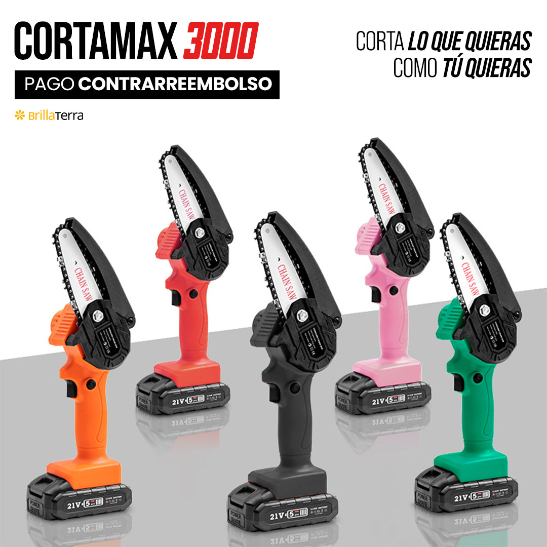 CortaMax 3000 – Mini motosierra inalámbrica y portátil para trabajos de jardinería y bricolaje