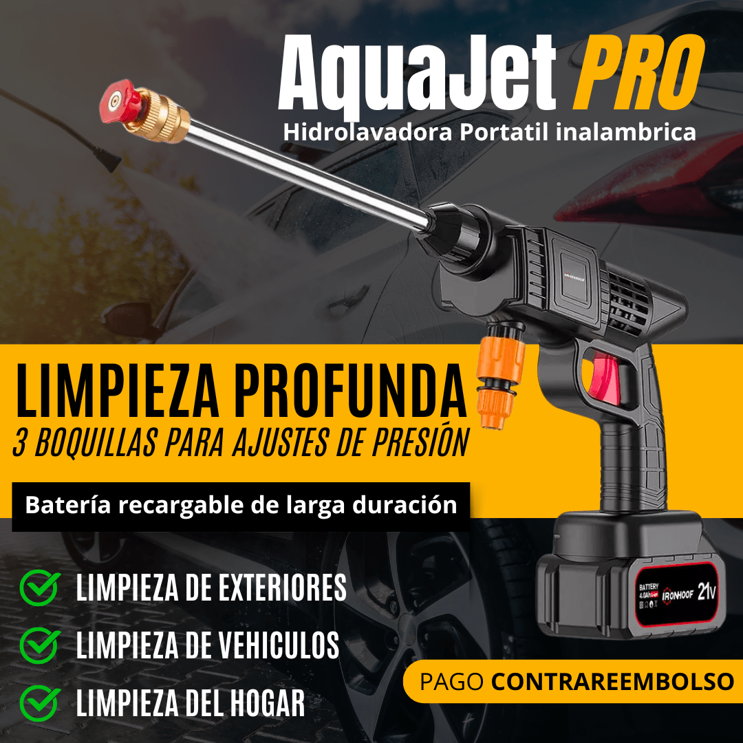 AquaJet Pro – Pistola de agua inalámbrica para coches, jardines y más